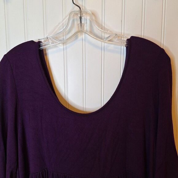 Moa Womens Plus‎ Size 4XL Pullover Babydoll Tunic Top Burgundy Stretch Short Slv - Picture 6 of 11